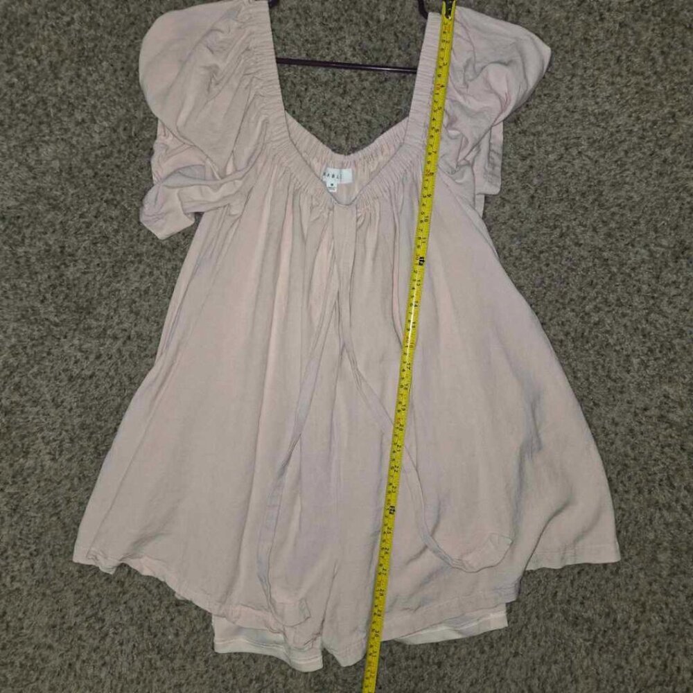 Mable Anthropologie Romper Pink Cottage Core Pockets Size M Boho - Picture 5 of 7